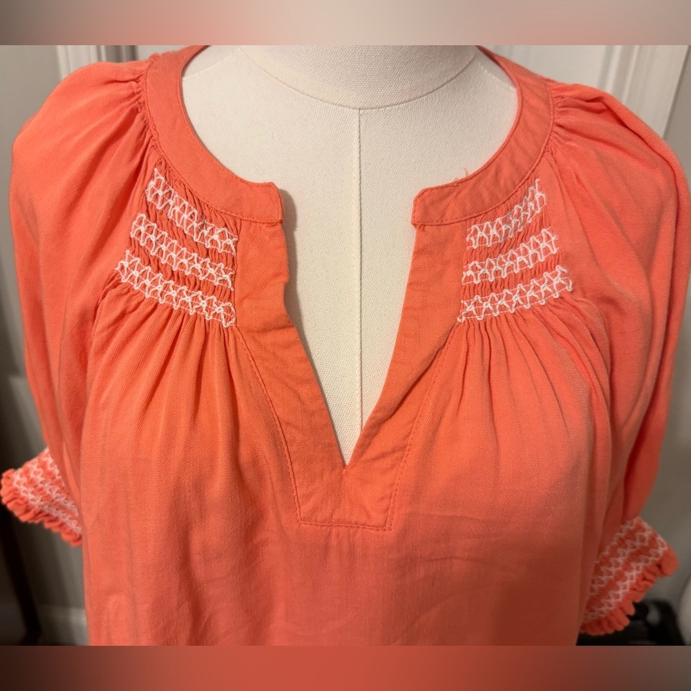 Umgee Orange Blouse with Embroidered Details - Picture 2 of 14